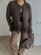 Rudas kardiganas su kutais “Brown Tassel Cardigan” - limited