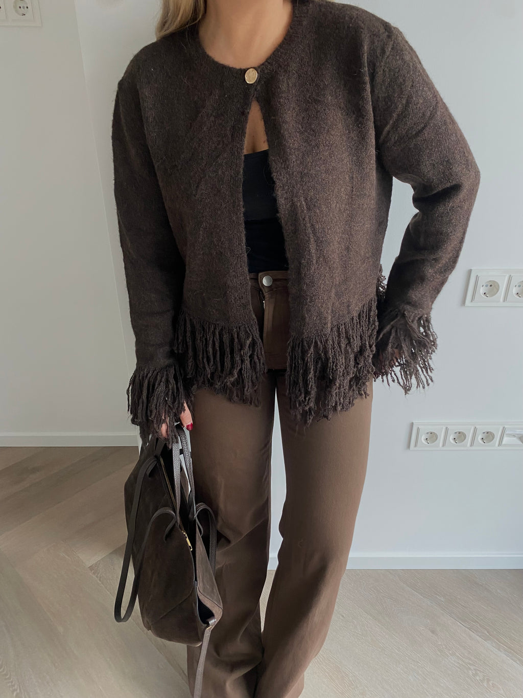 Rudas kardiganas su kutais “Brown Tassel Cardigan” - limited
