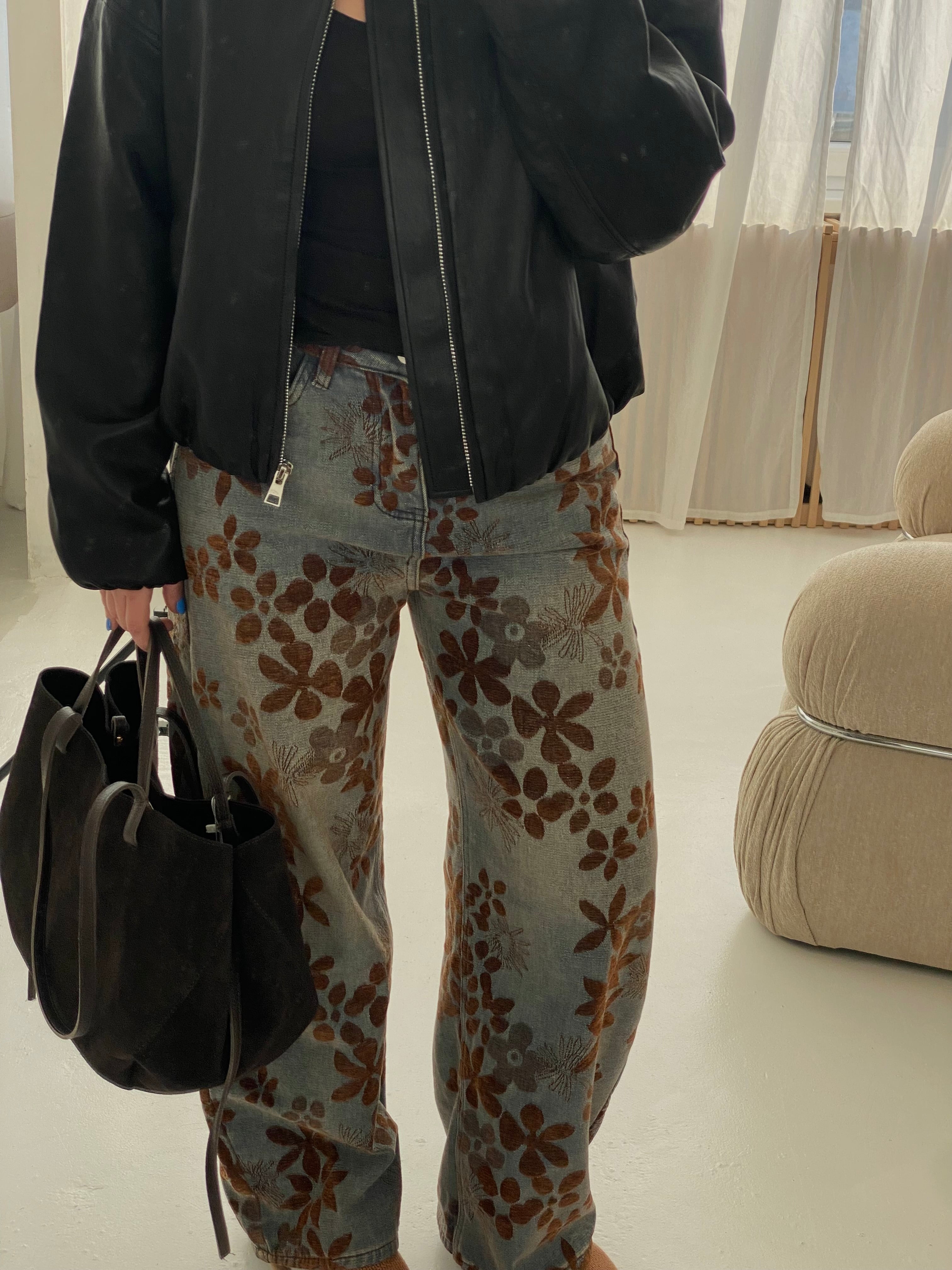 Išskirtinio dizaino balloon tipo džinsai „Floral Balloon Denim“