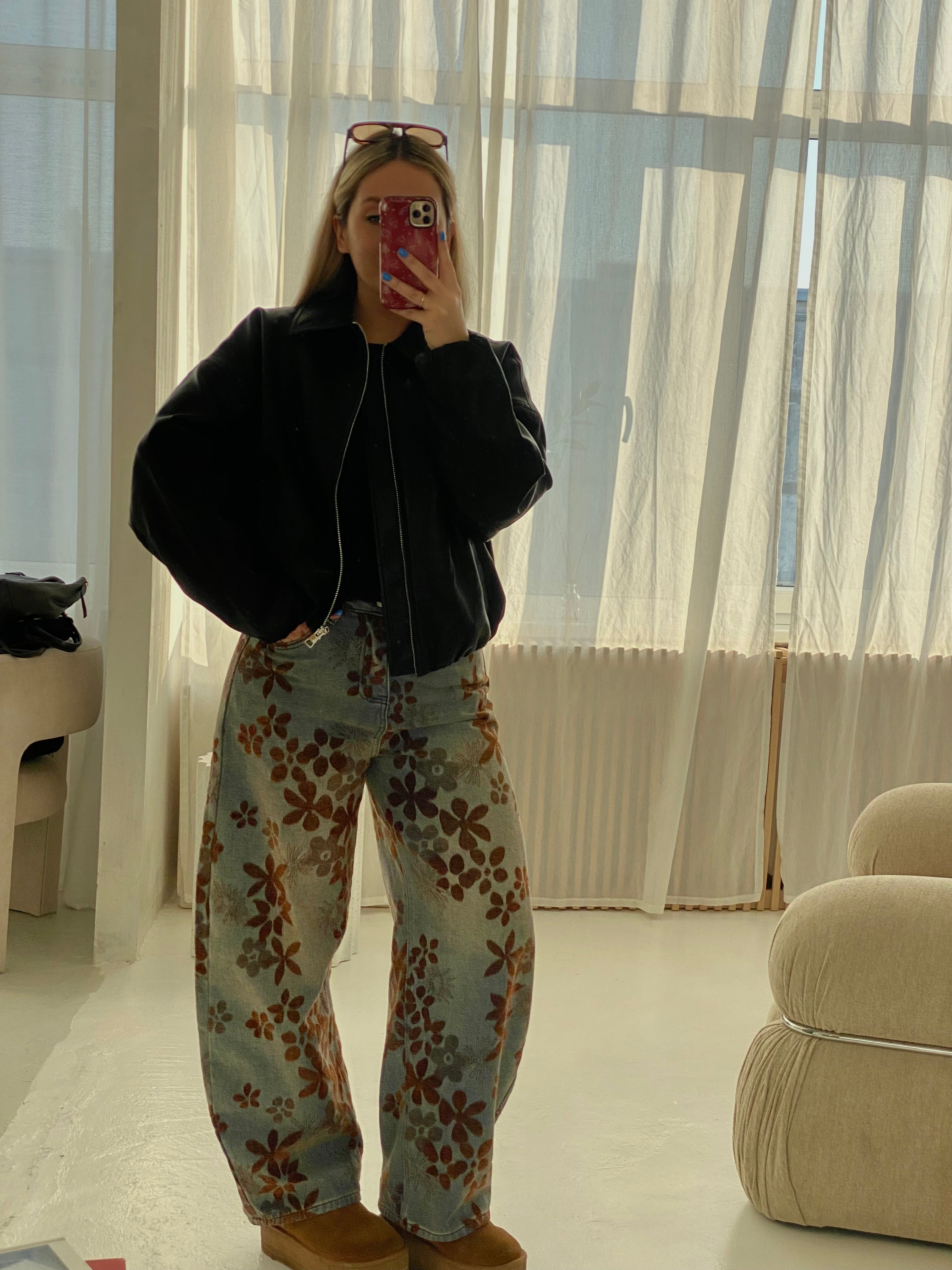 Išskirtinio dizaino balloon tipo džinsai „Floral Balloon Denim“