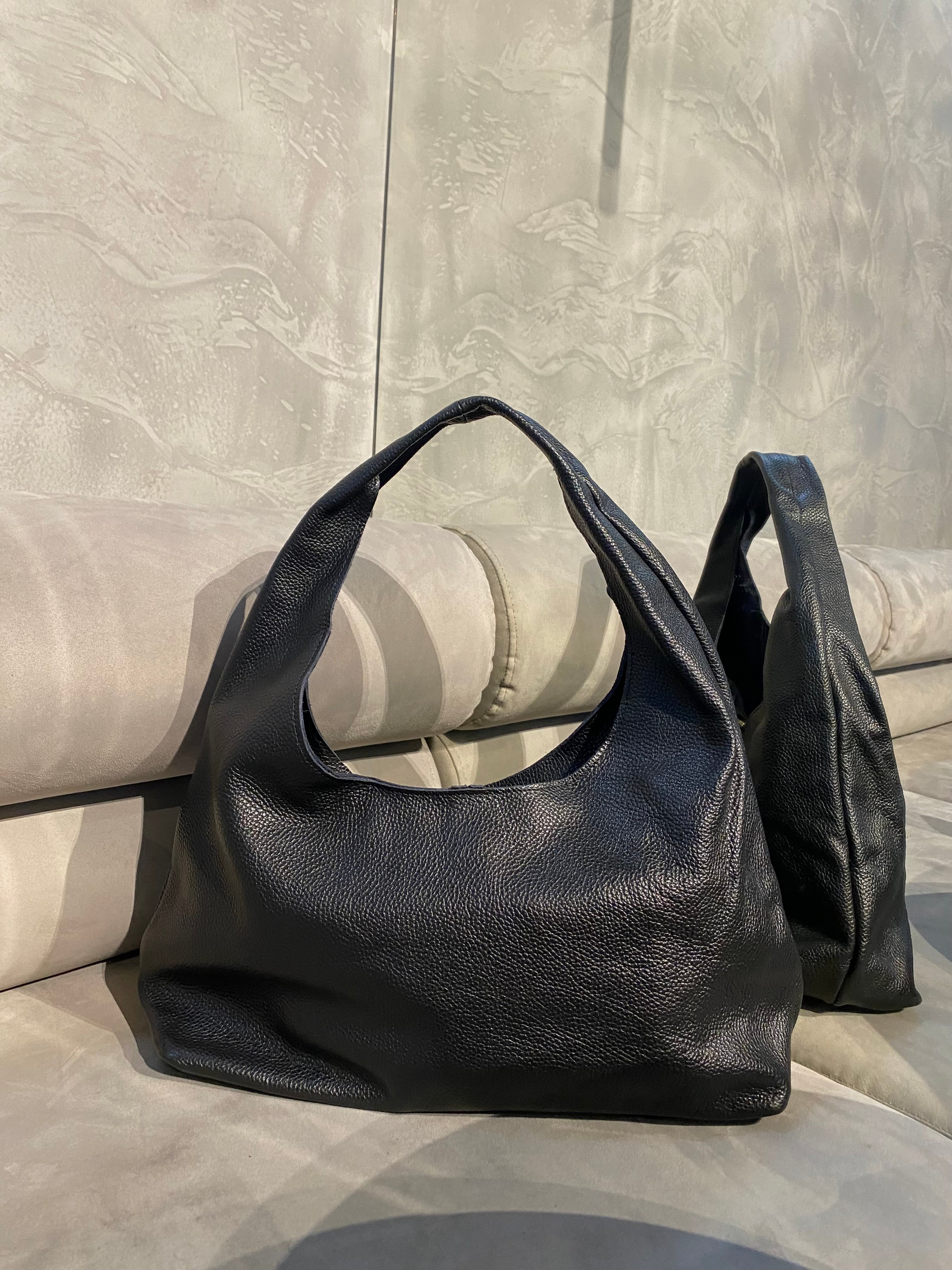 Juoda natūralios odos krepšio tipo rankinė „Marlow Soft Leather Hobo“