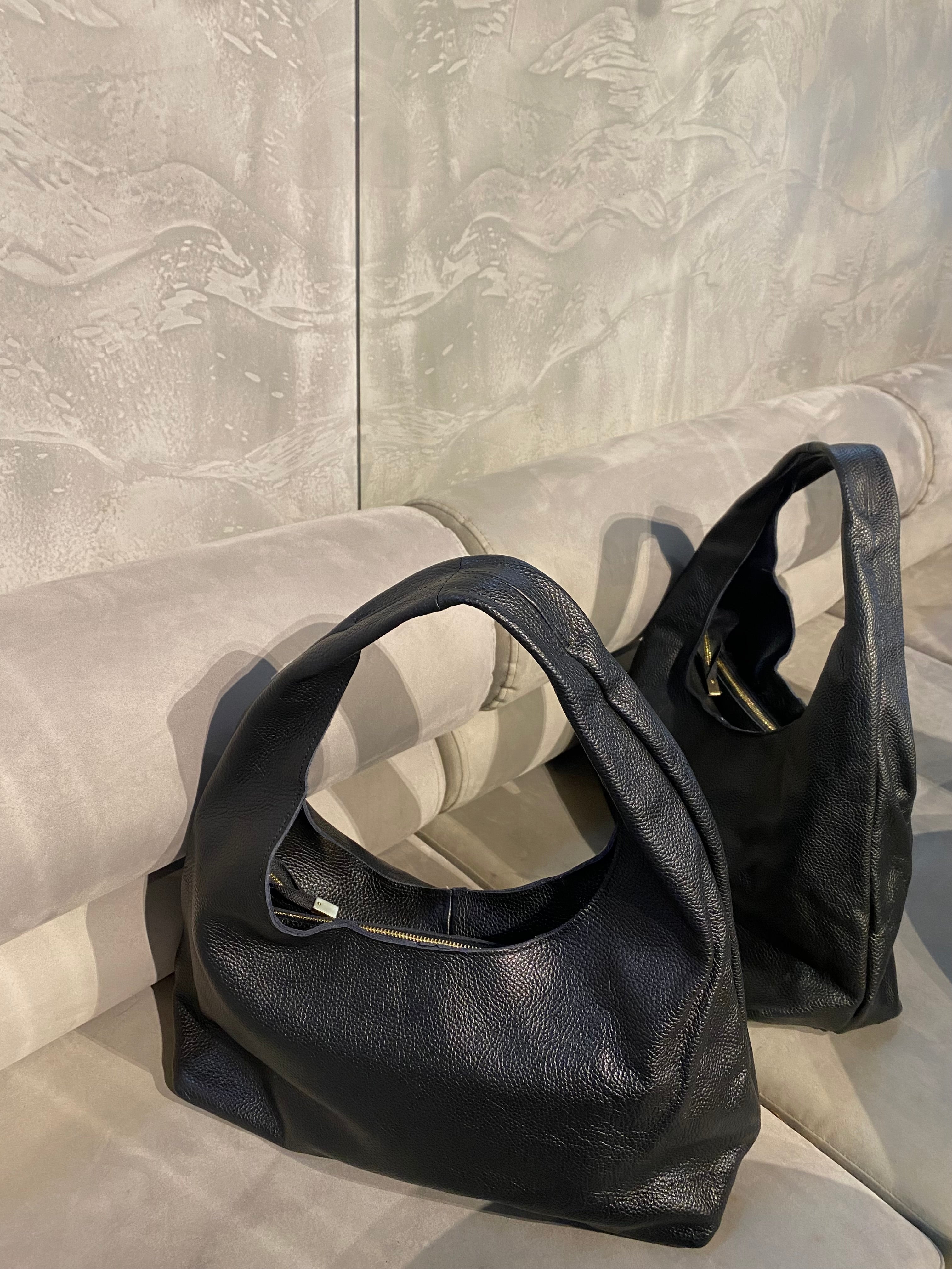 Juoda natūralios odos krepšio tipo rankinė „Marlow Soft Leather Hobo“