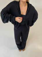 Šiltas megztas laisvalaikio komplektas su vilna “Wool Cozy Black Set”