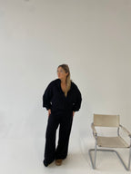 Šiltas megztas laisvalaikio komplektas su vilna “Wool Cozy Black Set”