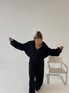 Šiltas megztas laisvalaikio komplektas su vilna “Wool Cozy Black Set”