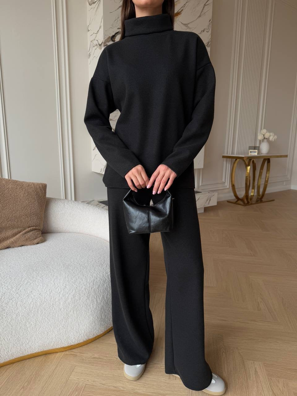 Juodas angoros kostiumas “Black Angora Cozy Set”