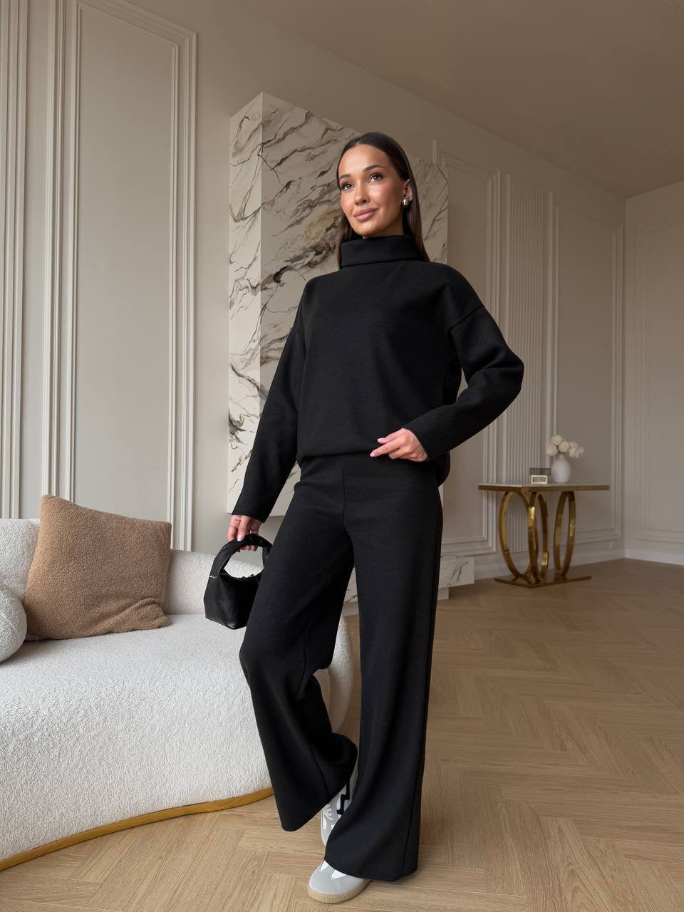 Juodas angoros kostiumas “Black Angora Cozy Set”