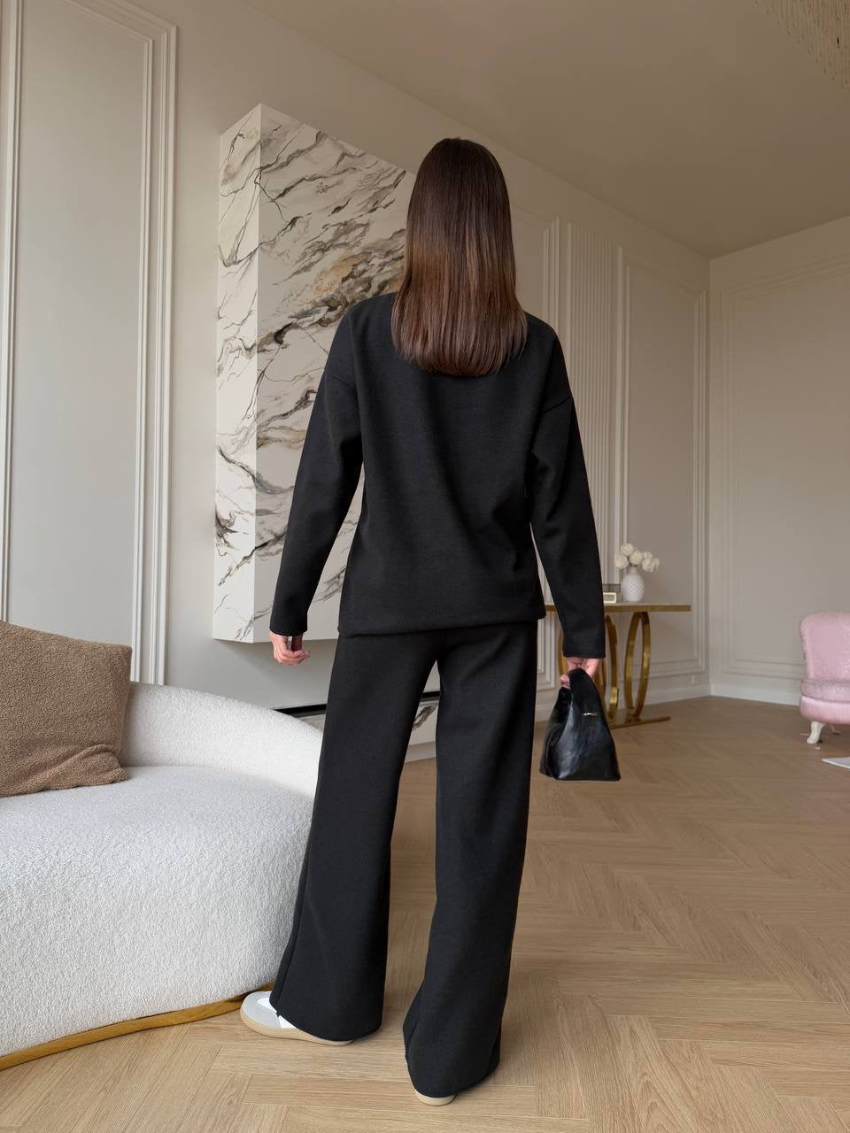 Juodas angoros kostiumas “Black Angora Cozy Set”