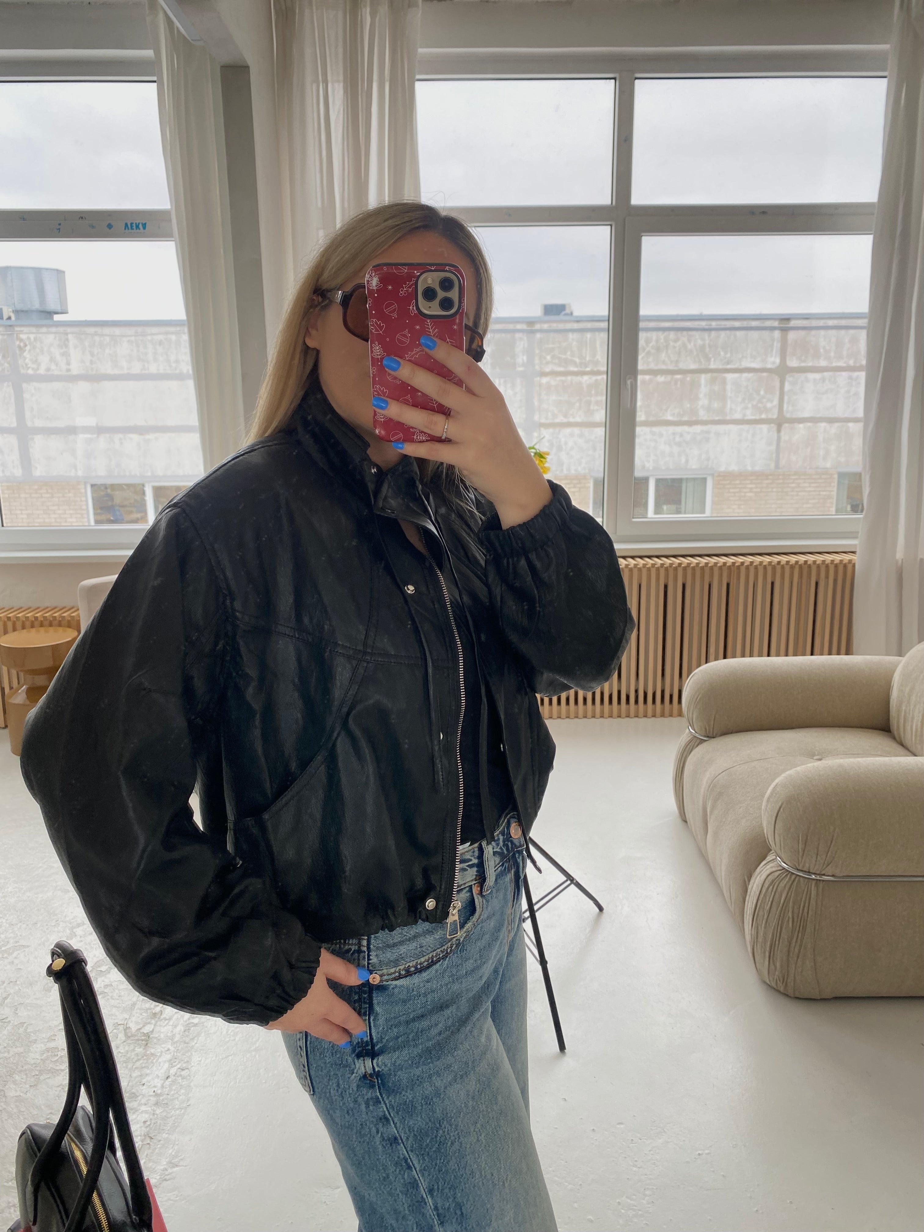 Juoda bomber tipo dirbtinės odos striukė „Monroe Bomber“