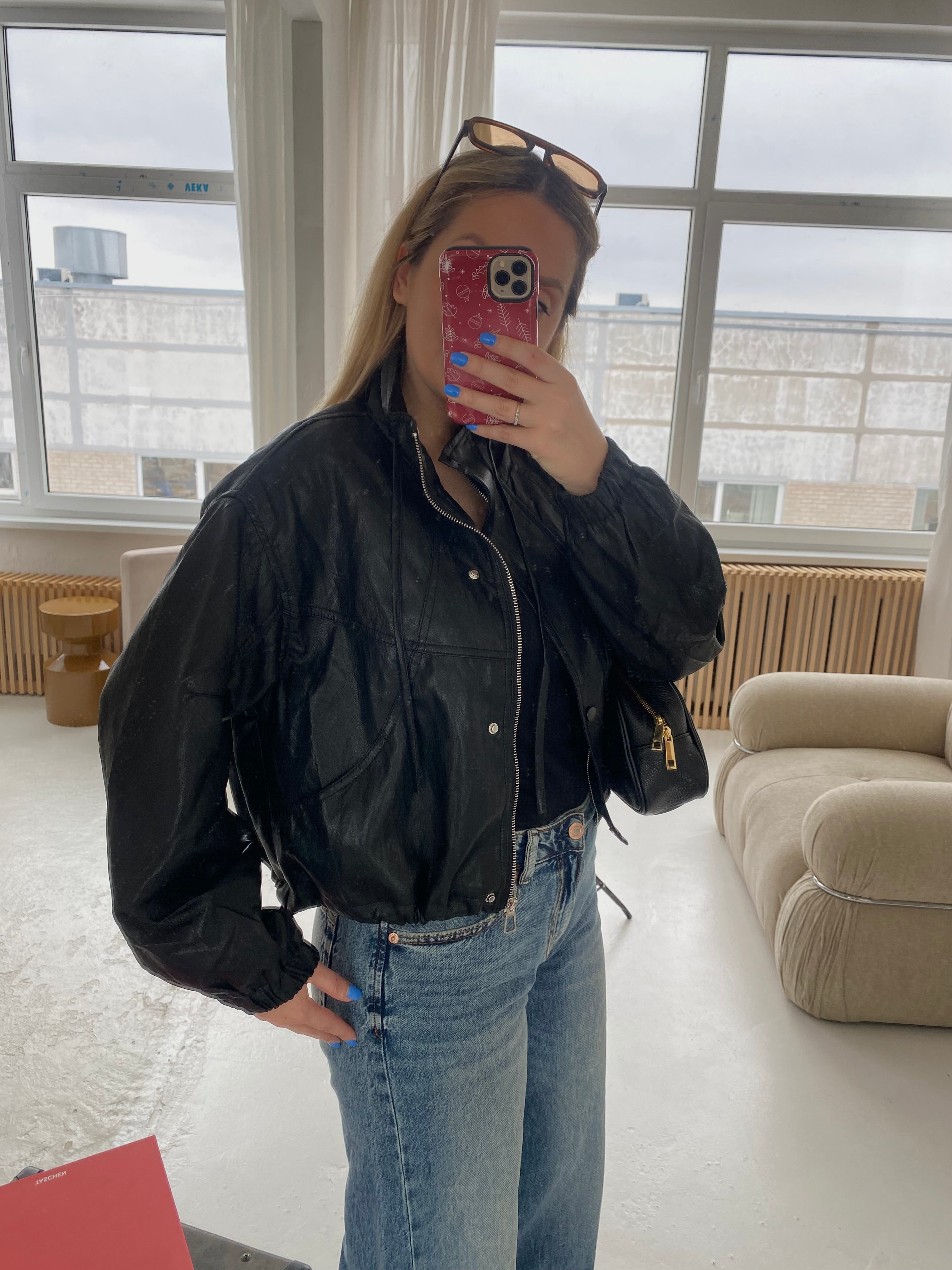 Juoda bomber tipo dirbtinės odos striukė „Monroe Bomber“