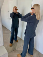 Grafito spalvos megztas kostiumėlis su vilna ir kašmyru "Graphite CashBlend Set"