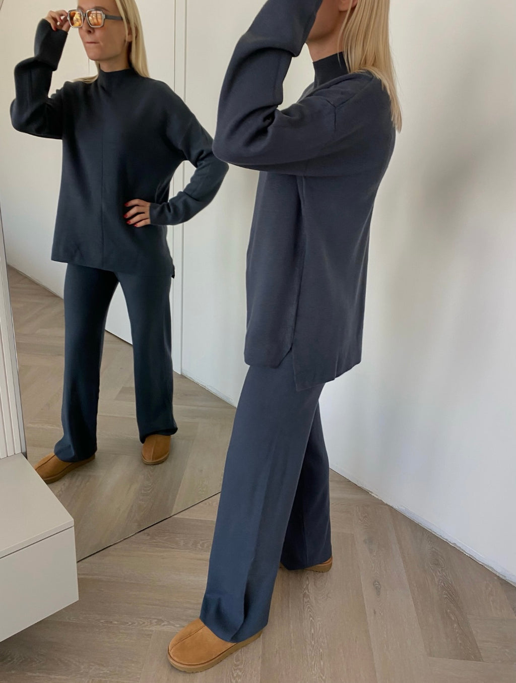 Grafito spalvos megztas kostiumėlis su vilna ir kašmyru "Graphite CashBlend Set"