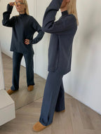 Grafito spalvos megztas kostiumėlis su vilna ir kašmyru "Graphite CashBlend Set"