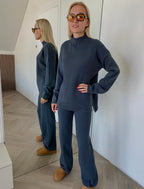 Grafito spalvos megztas kostiumėlis su vilna ir kašmyru "Graphite CashBlend Set"