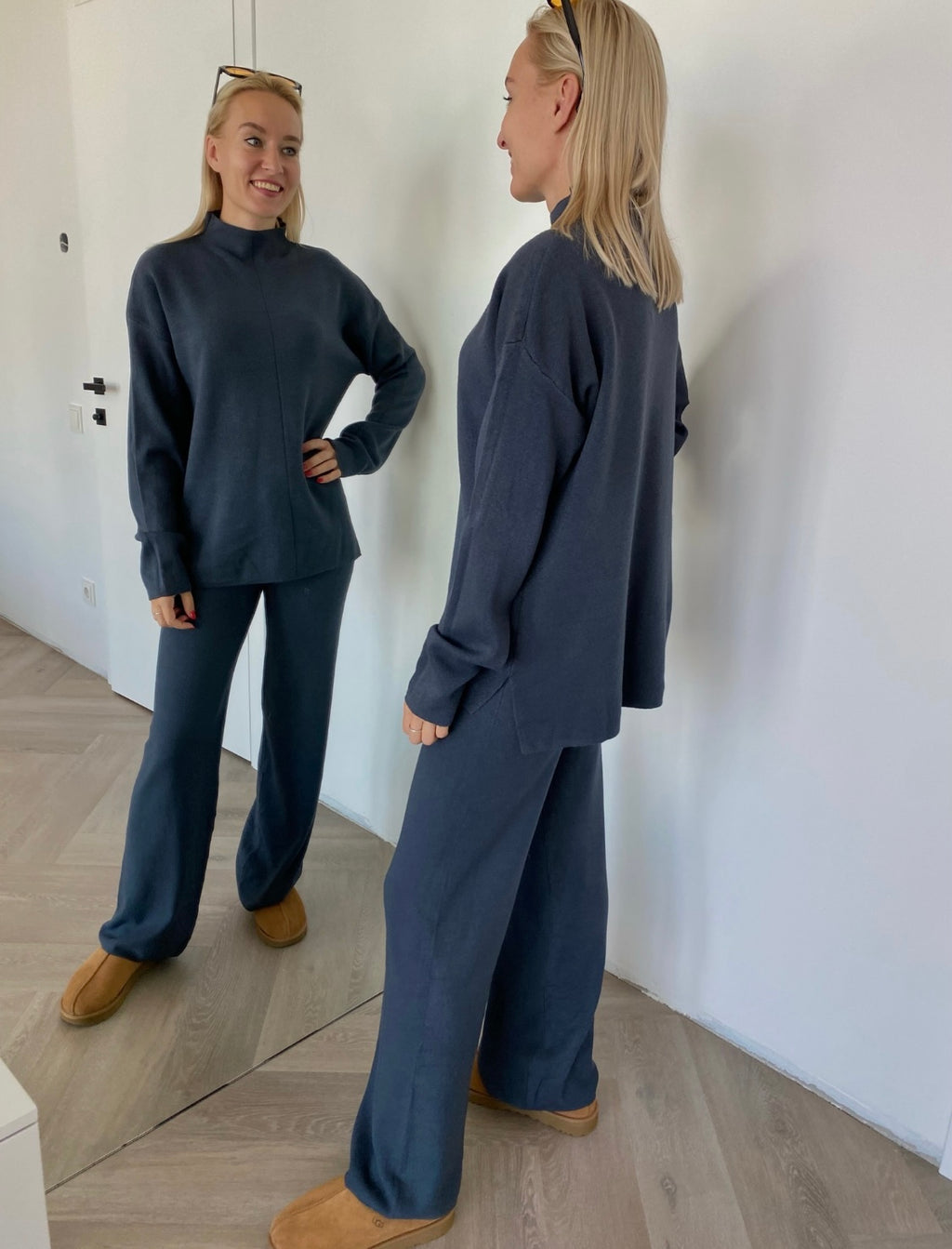 Grafito spalvos megztas kostiumėlis su vilna ir kašmyru "Graphite CashBlend Set"