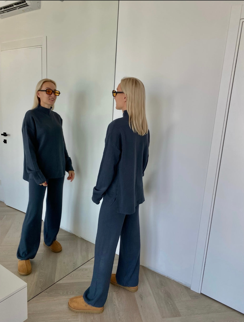 Grafito spalvos megztas kostiumėlis su vilna ir kašmyru "Graphite CashBlend Set"