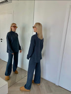 Grafito spalvos megztas kostiumėlis su vilna ir kašmyru "Graphite CashBlend Set"