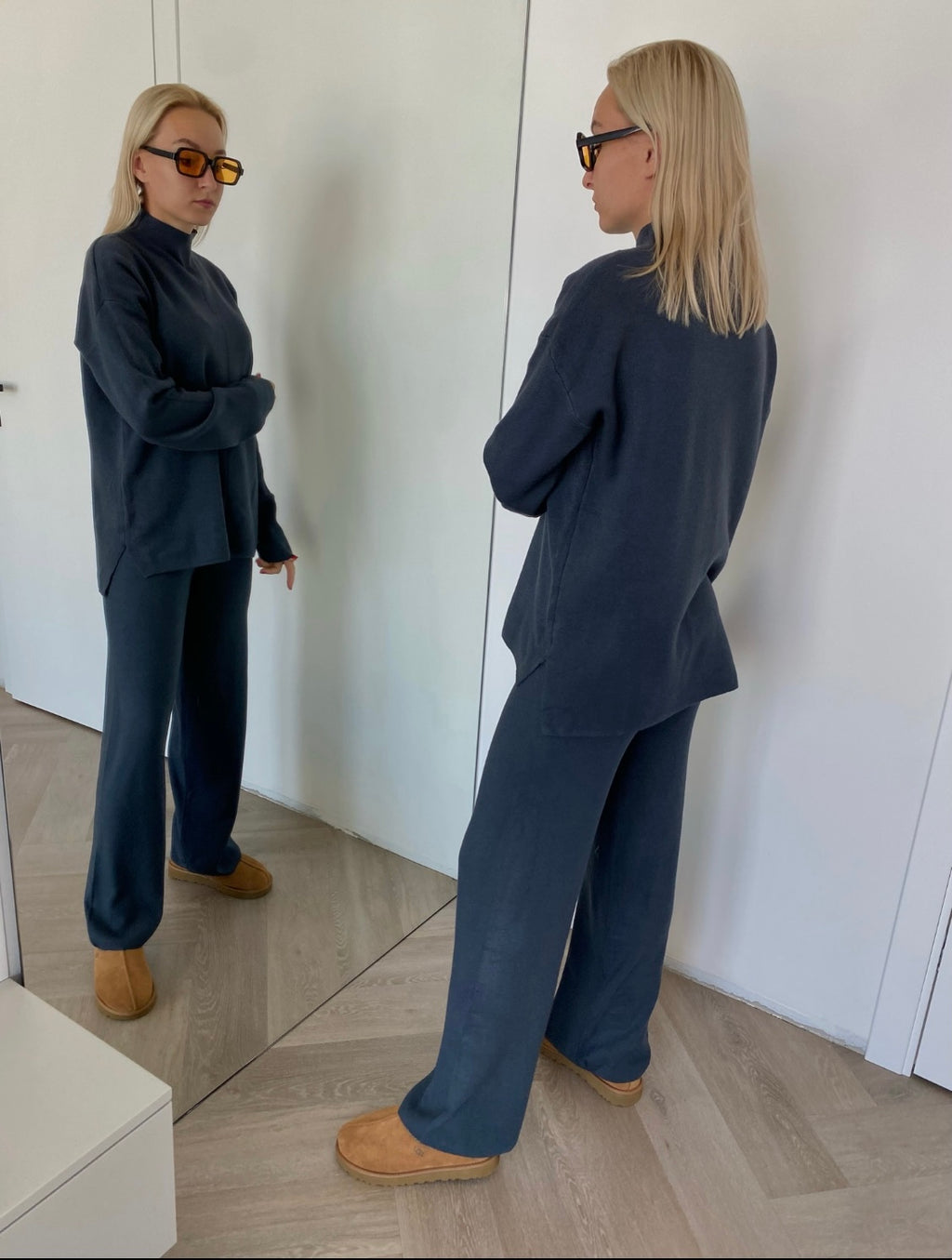 Grafito spalvos megztas kostiumėlis su vilna ir kašmyru "Graphite CashBlend Set"