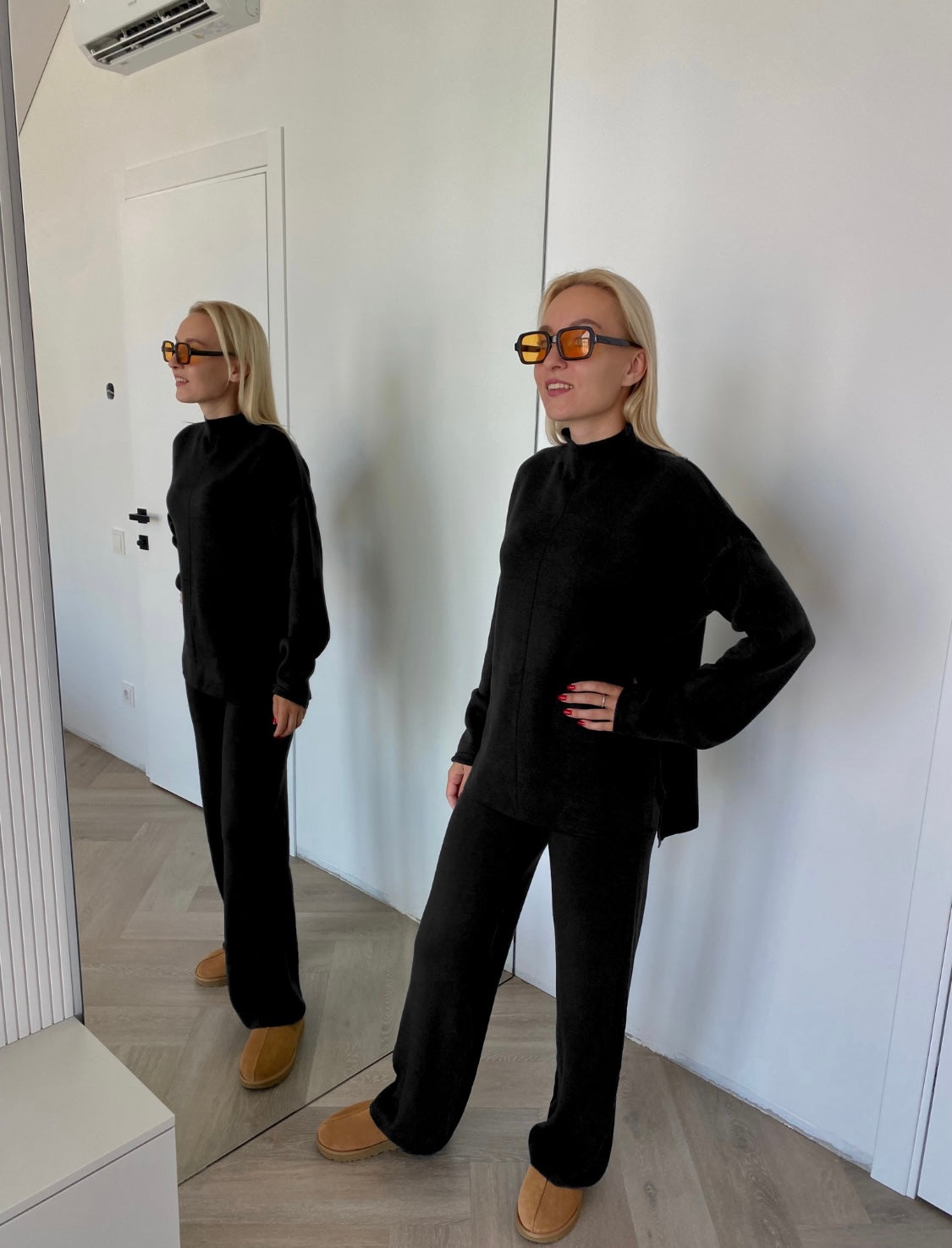 Juodas megztas kostiumėlis su vilna ir kašmyru “Black CashBlend Set”