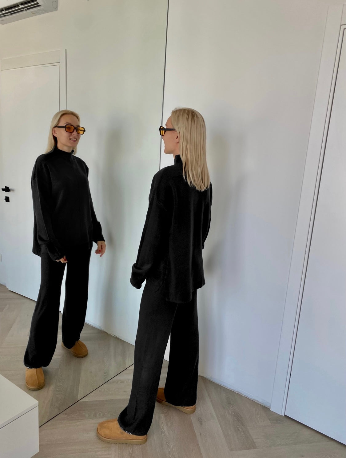 Juodas megztas kostiumėlis su vilna ir kašmyru “Black CashBlend Set”