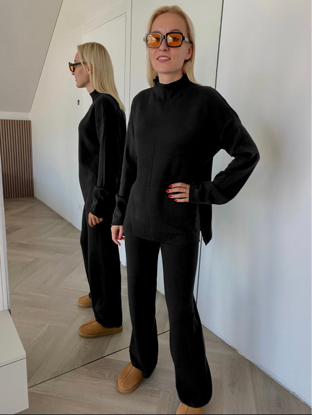 Juodas megztas kostiumėlis su vilna ir kašmyru “Black CashBlend Set”