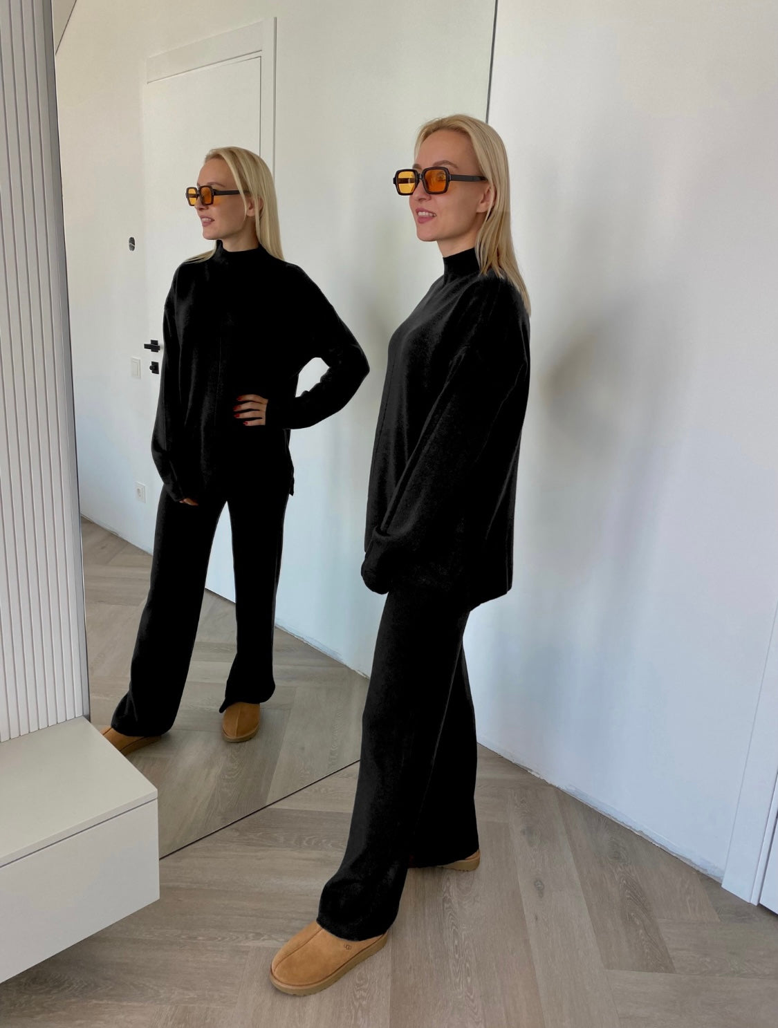 Juodas megztas kostiumėlis su vilna ir kašmyru “Black CashBlend Set”