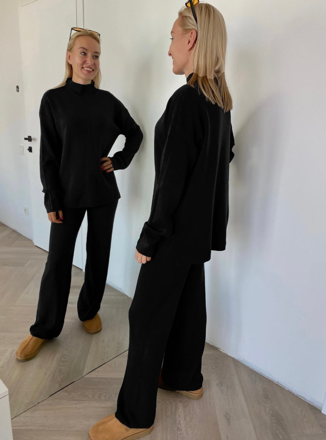 Juodas megztas kostiumėlis su vilna ir kašmyru “Black CashBlend Set”