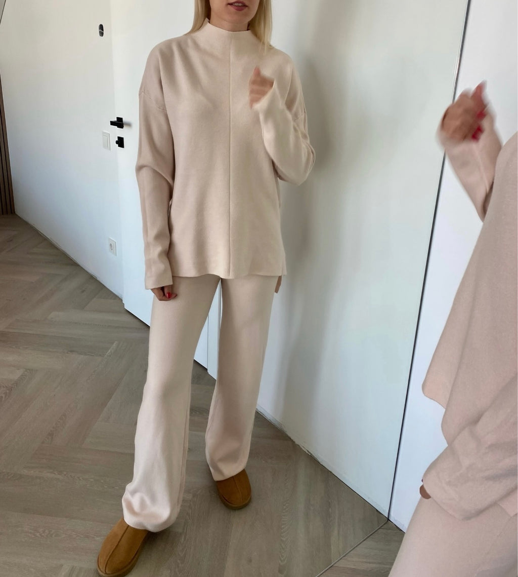 Kreminis megztas kostiumėlis su vilna ir kašmyru “Cream CashBlend Set”