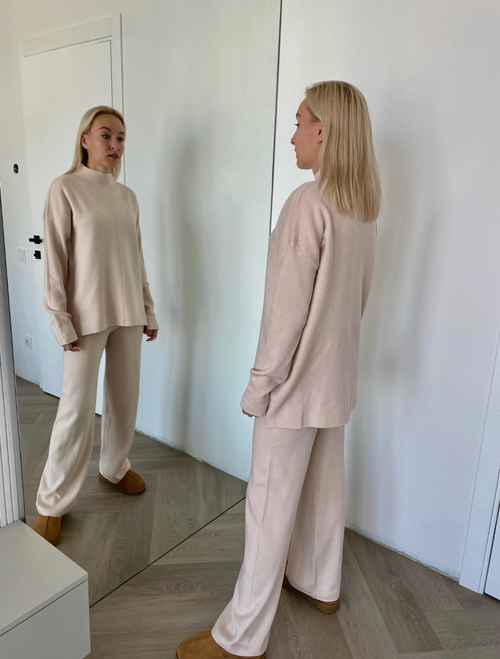 Kreminis megztas kostiumėlis su vilna ir kašmyru “Cream CashBlend Set”