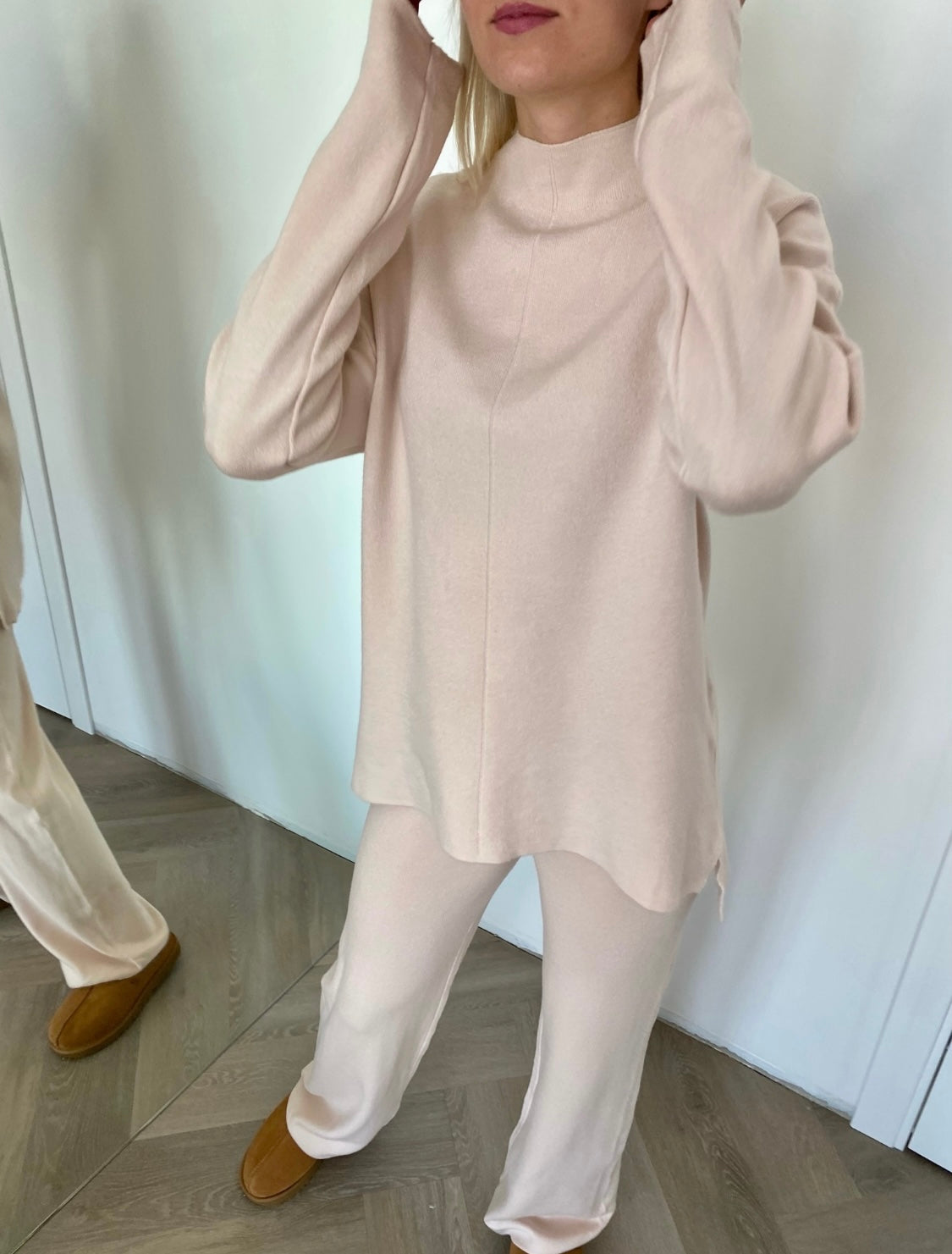 Kreminis megztas kostiumėlis su vilna ir kašmyru “Cream CashBlend Set”