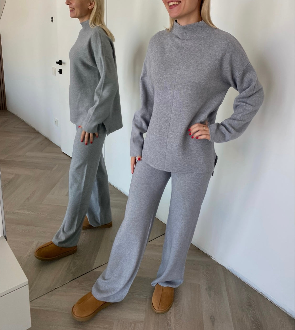 Pilkas megztas kostiumėlis su vilna ir kašmyru “Grey CashBlend Set”