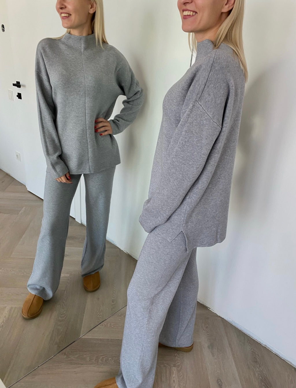 Pilkas megztas kostiumėlis su vilna ir kašmyru “Grey CashBlend Set”