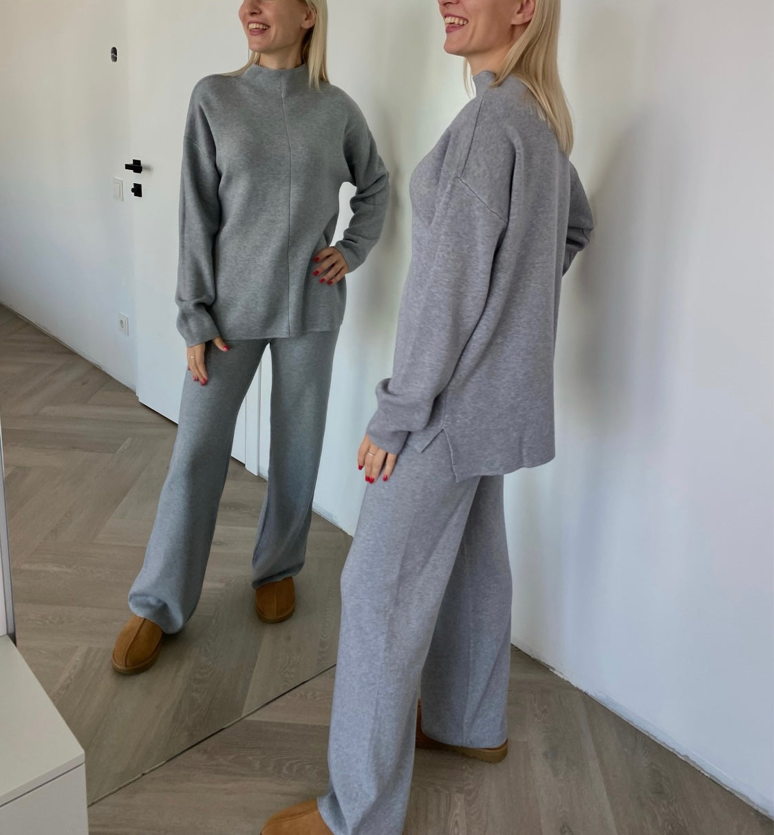 Pilkas megztas kostiumėlis su vilna ir kašmyru “Grey CashBlend Set”