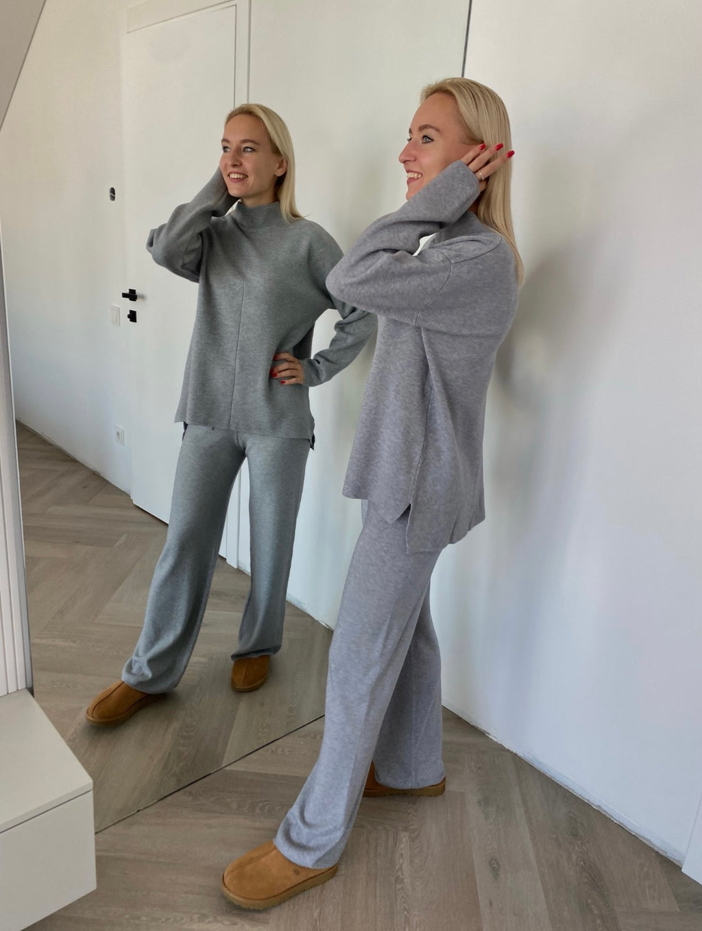 Pilkas megztas kostiumėlis su vilna ir kašmyru “Grey CashBlend Set”