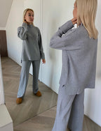 Pilkas megztas kostiumėlis su vilna ir kašmyru “Grey CashBlend Set”