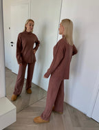 Rudas megztas kostiumėlis su vilna ir kašmyru “Brown CashBlend Set”