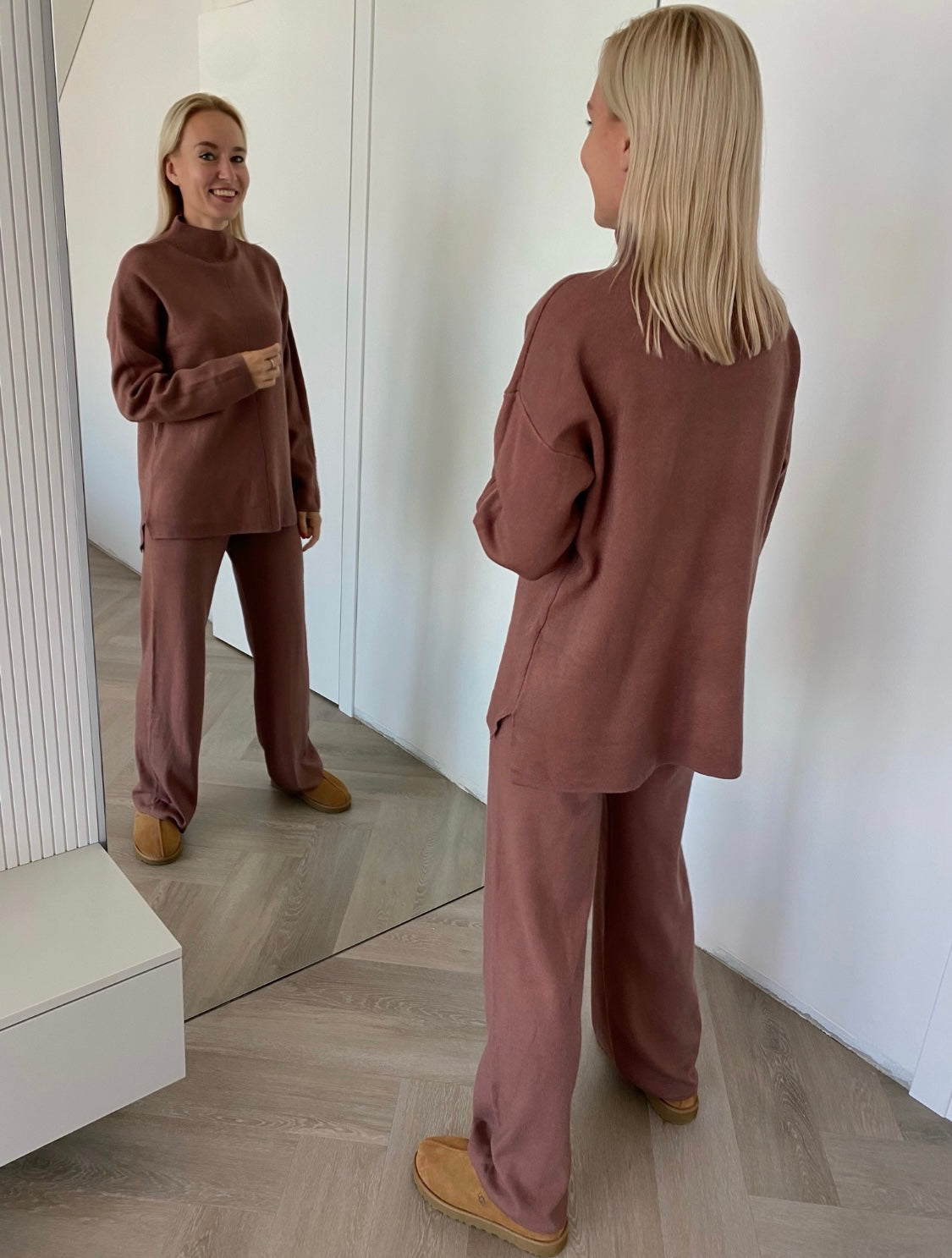 Rudas megztas kostiumėlis su vilna ir kašmyru “Brown CashBlend Set”