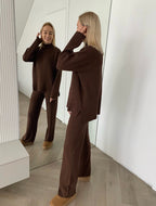 Šokoladinis megztas kostiumėlis su vilna ir kašmyru “Chocolate CashBlend Set”