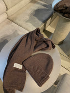 Šokoladinis šaliko ir kepurės komplektas su kašmyru ir vilna (unisex) “Chocolate Cashmere Wool Set”