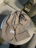 Kapučino spalvos šaliko ir kepurės komplektas su kašmyru ir vilna (unisex) “Cappuccino Cashmere Wool Set”