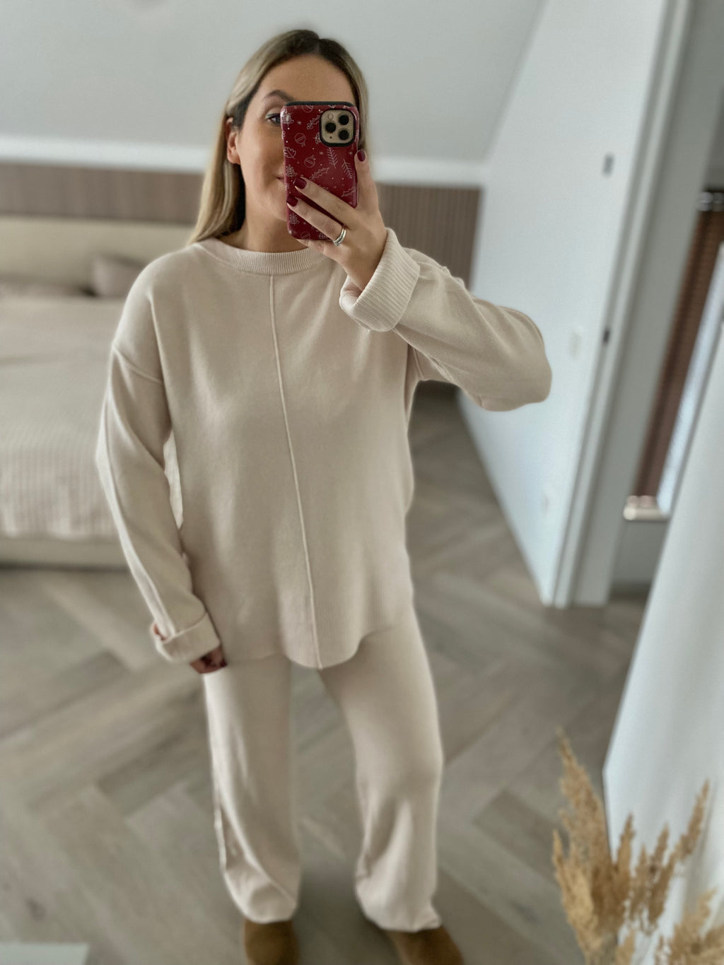 Kreminis kostiumėlis su vilna “Cream Wool Lounge Set”