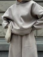 Kreminis oversized laisvalaikio kostiumas su gobtuvu “Cream Hoodie Oversize Set”