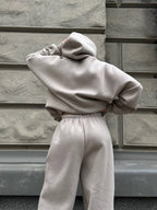 Kreminis oversized laisvalaikio kostiumas su gobtuvu “Cream Hoodie Oversize Set”