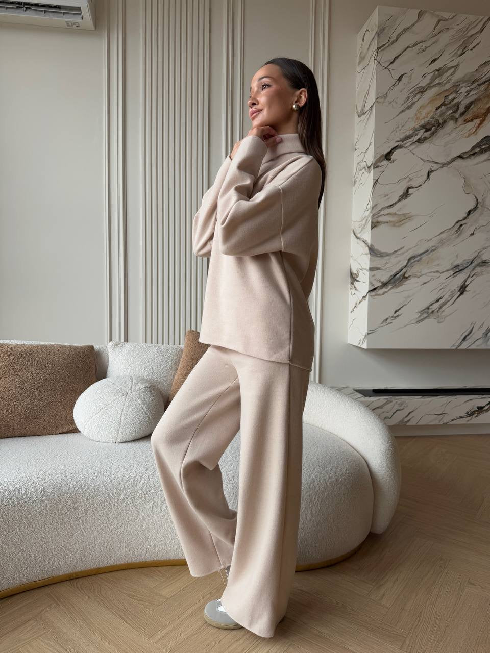 PREORDER: Kreminis angoros kostiumas “Cream Angora Soft Set”