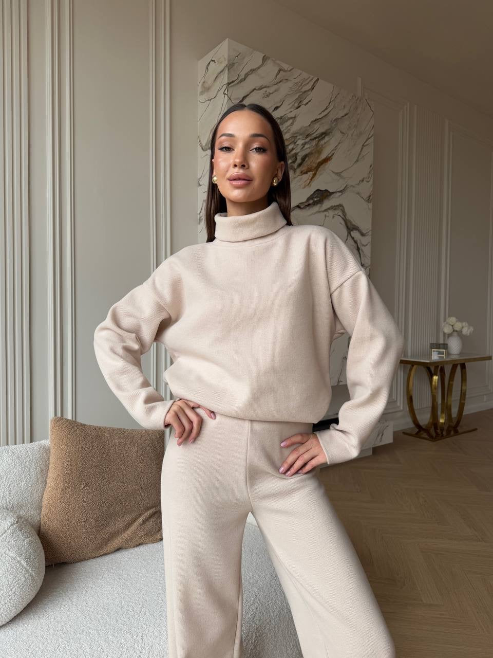 PREORDER: Kreminis angoros kostiumas “Cream Angora Soft Set”