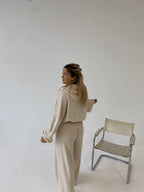 Šiltas megztas laisvalaikio komplektas su vilna “Wool Cozy Cream Set”