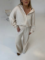 Šiltas megztas laisvalaikio komplektas su vilna “Wool Cozy Cream Set”