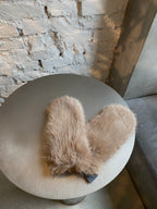 Rudos dirbtinio kailio kumštinės pirštinės “Brown Cozy Faux Fur Mittens”