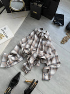 Oversize languoti marškiniai kreminio atspalvio „Cream Check Oversize Shirt“