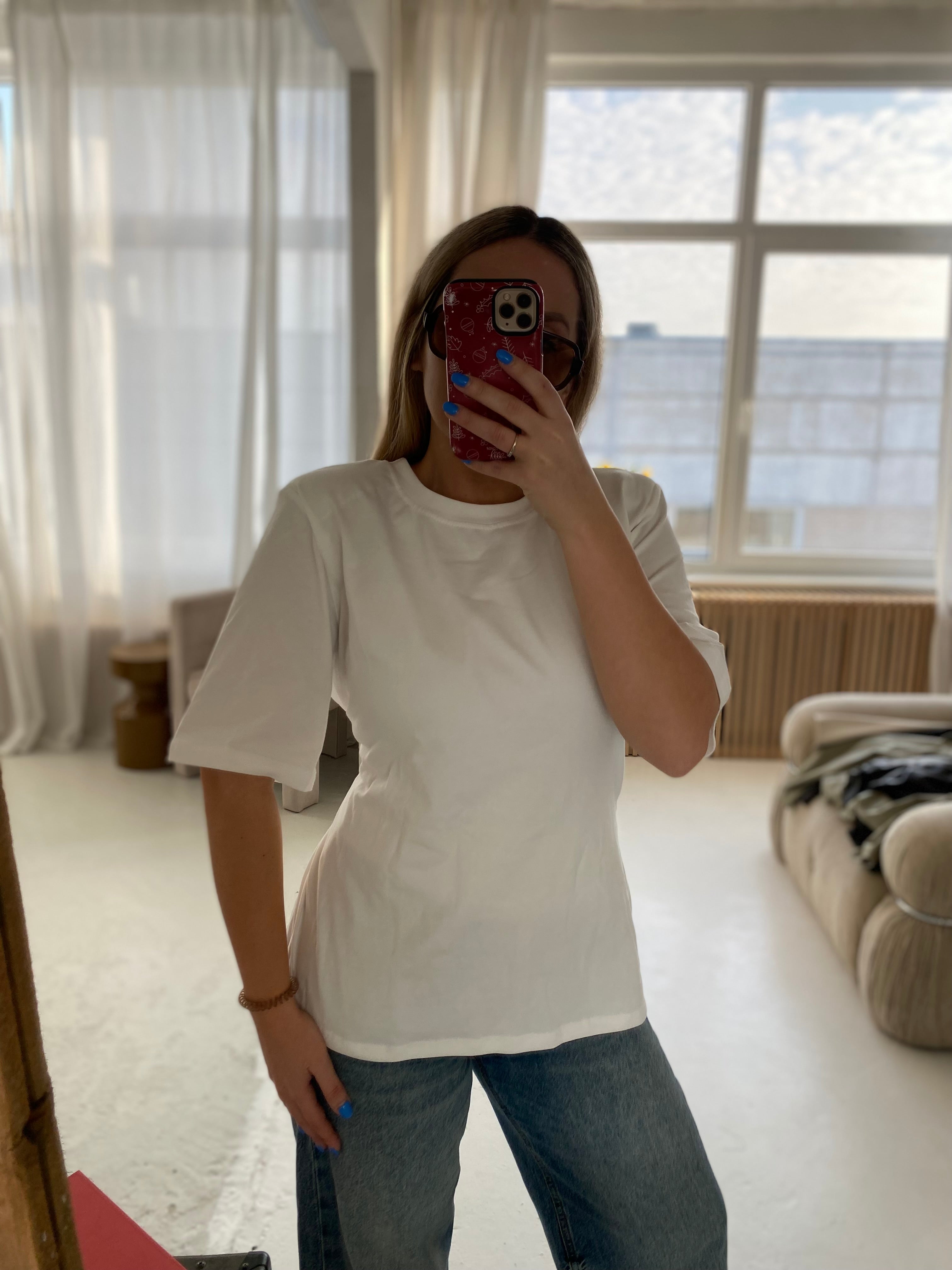 Balti medvilniniai marškinėliai su petukais „Sienna Sculpt Tee“